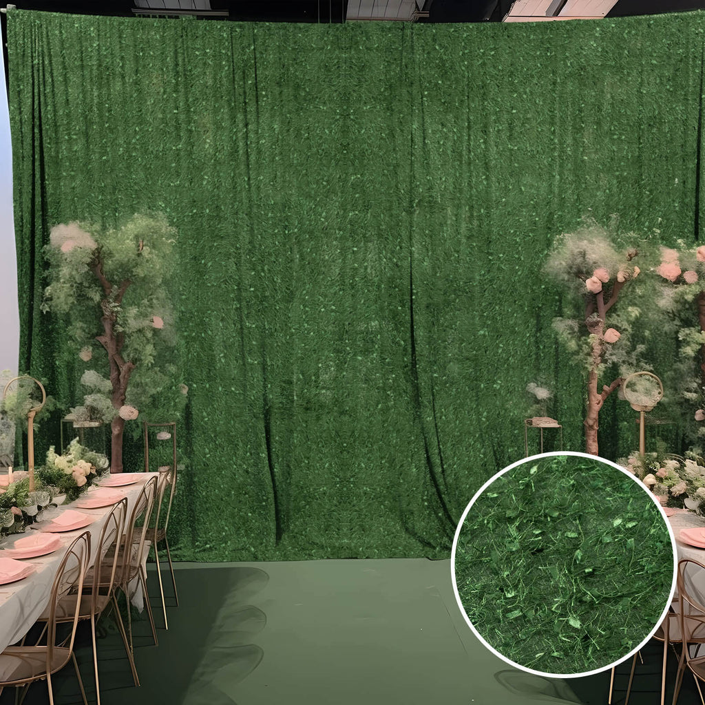8ftx8ft Green Fringe Shag Polyester Event Drapery Panel, Minky Fabric Divider Backdrop Curtain - Bell Racket Store