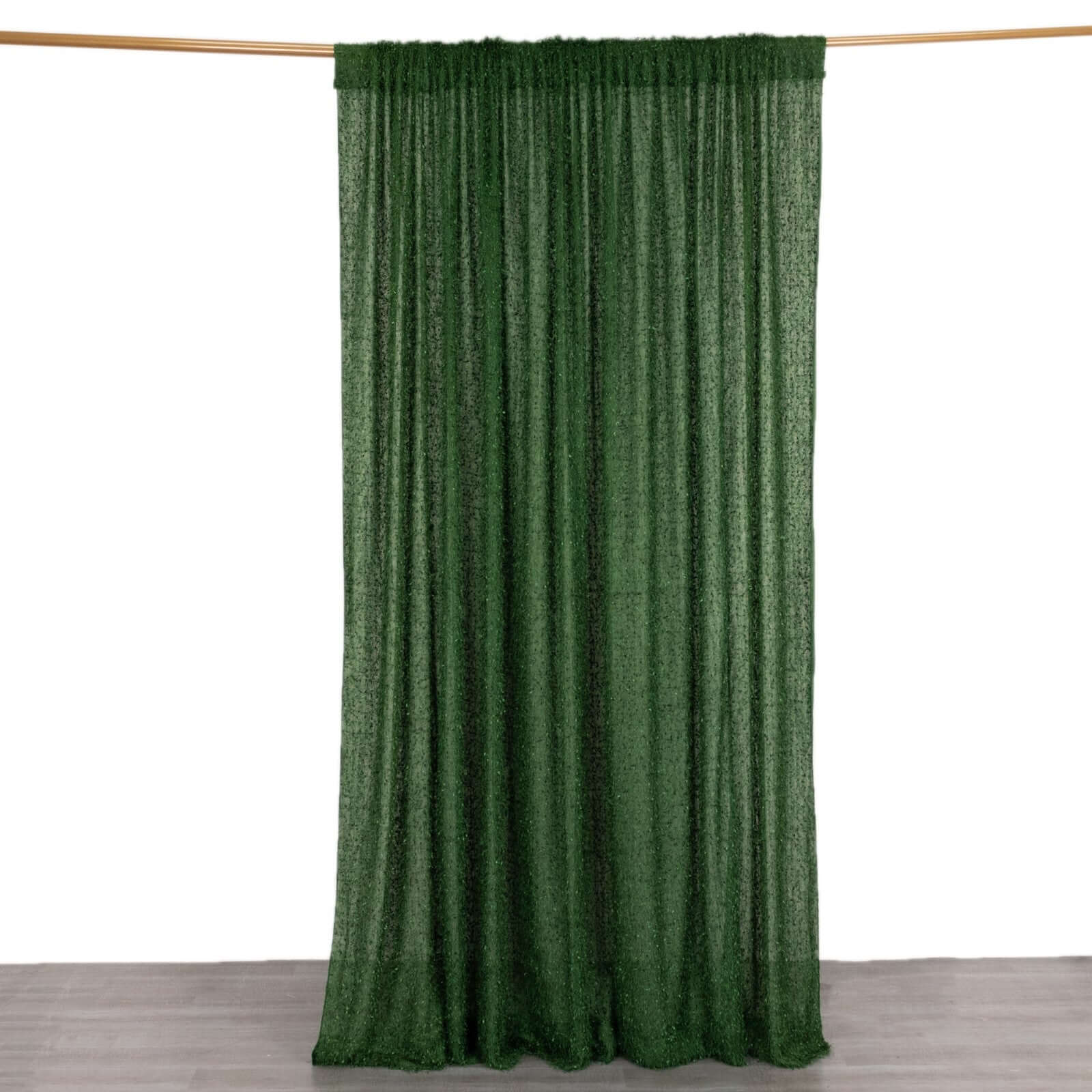 8ftx8ft Green Fringe Shag Polyester Event Drapery Panel, Minky Fabric Divider Backdrop Curtain - Bell Racket Store