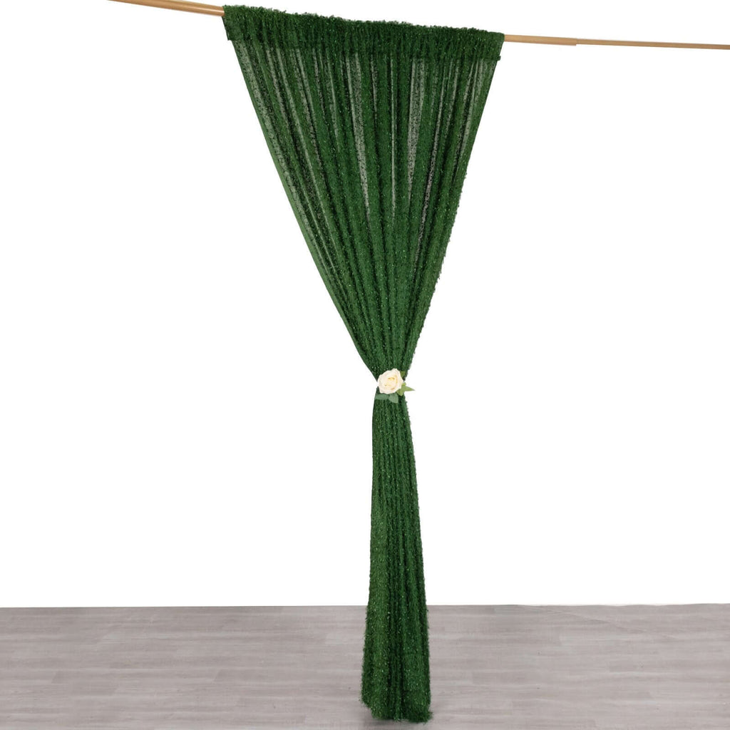 8ftx8ft Green Fringe Shag Polyester Event Drapery Panel, Minky Fabric Divider Backdrop Curtain - Bell Racket Store