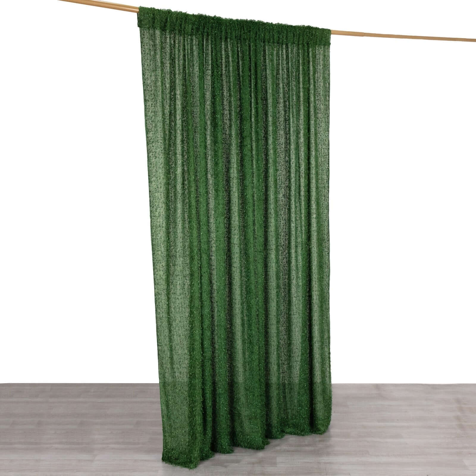 8ftx8ft Green Fringe Shag Polyester Event Drapery Panel, Minky Fabric Divider Backdrop Curtain - Bell Racket Store