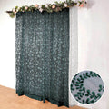8ftx8ft Hunter Emerald Green Embroider Sequin Event Curtain Drapes, Sparkly Sheer Backdrop Event Panel With Embroidery Leaf - Bell Racket Store