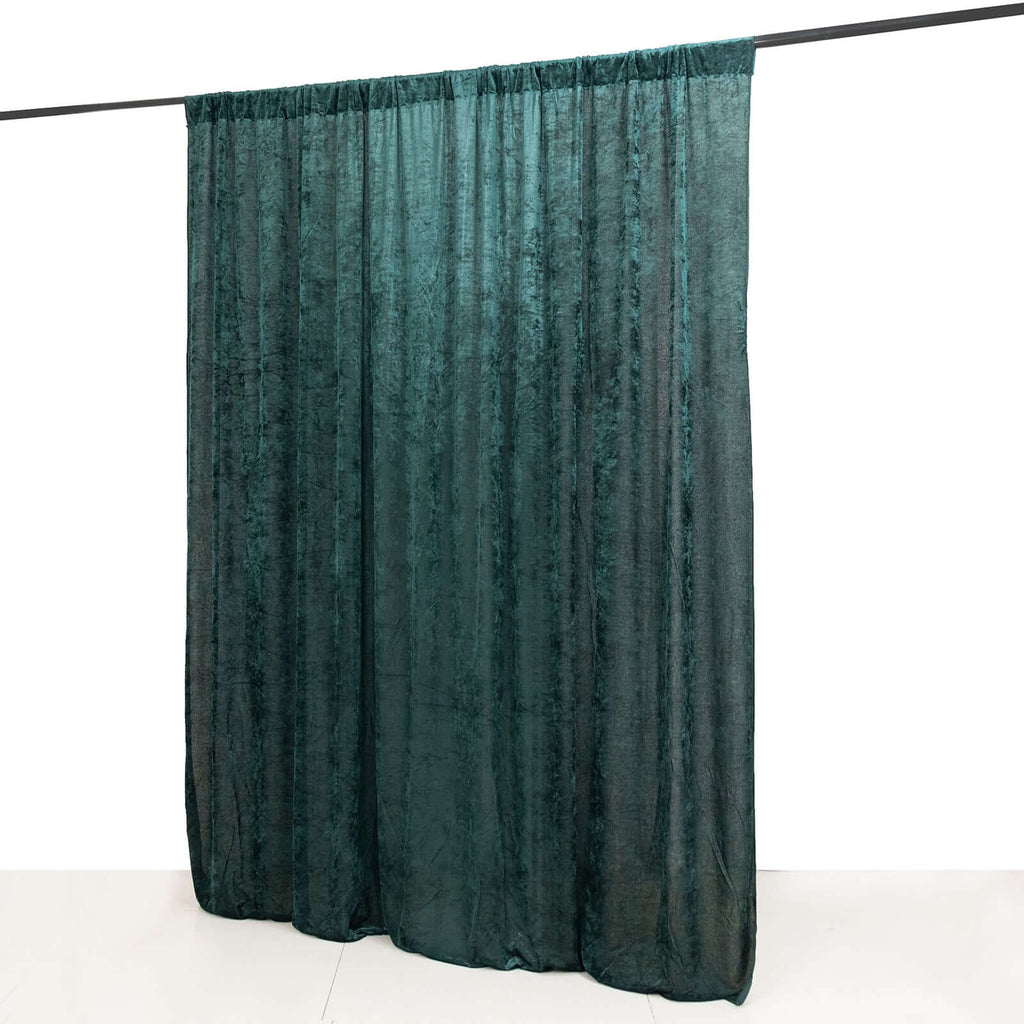 Hunter Emerald Green Crushed Velvet Backdrop Curtain â€“ 8ft x 8ft Event Drape with Rod Pocket, Privacy Panel for Photo Booths & Events