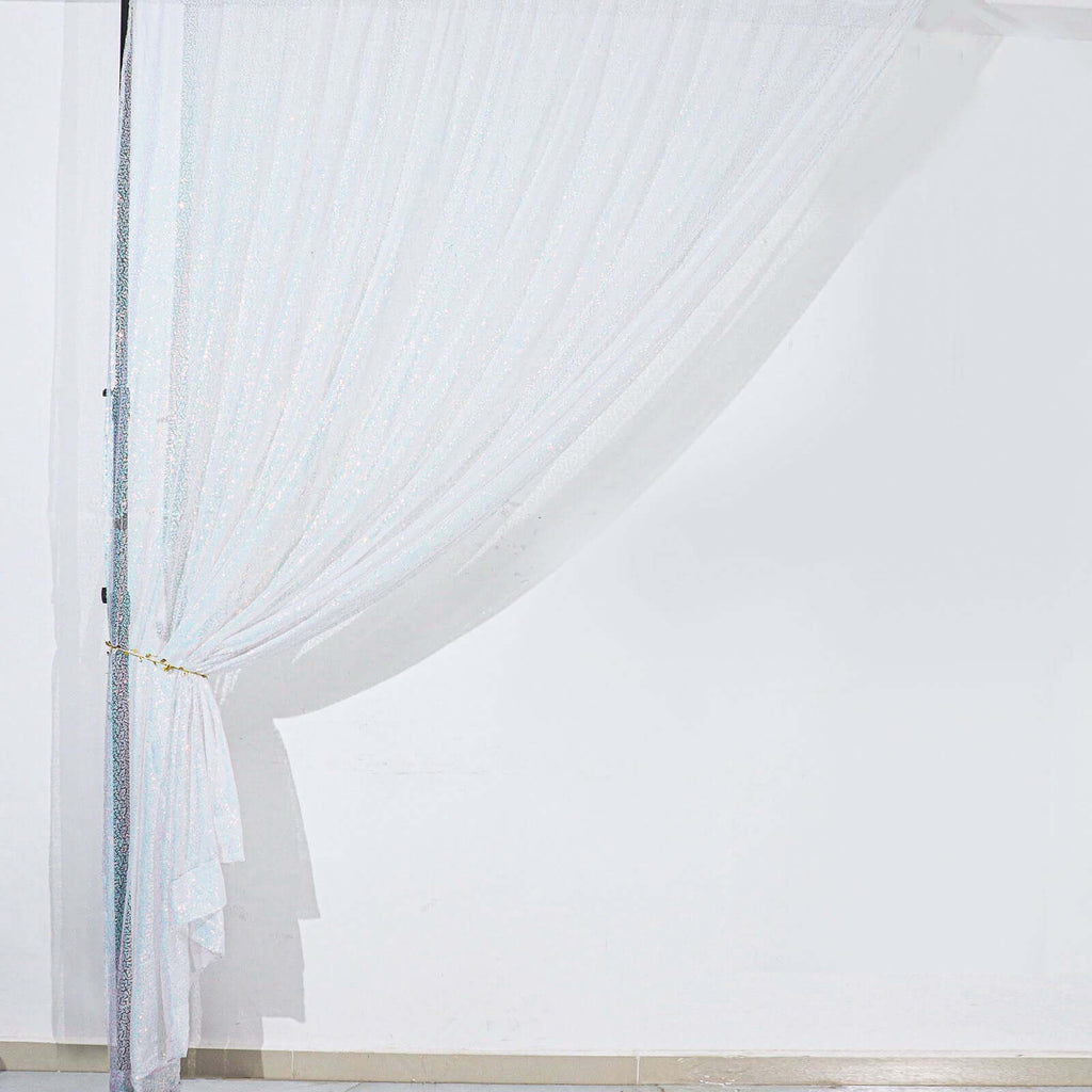 8ftx8ft Iridescent Blue Sequin Event Curtain Drapes, Backdrop Event Panel - Bell Racket Store