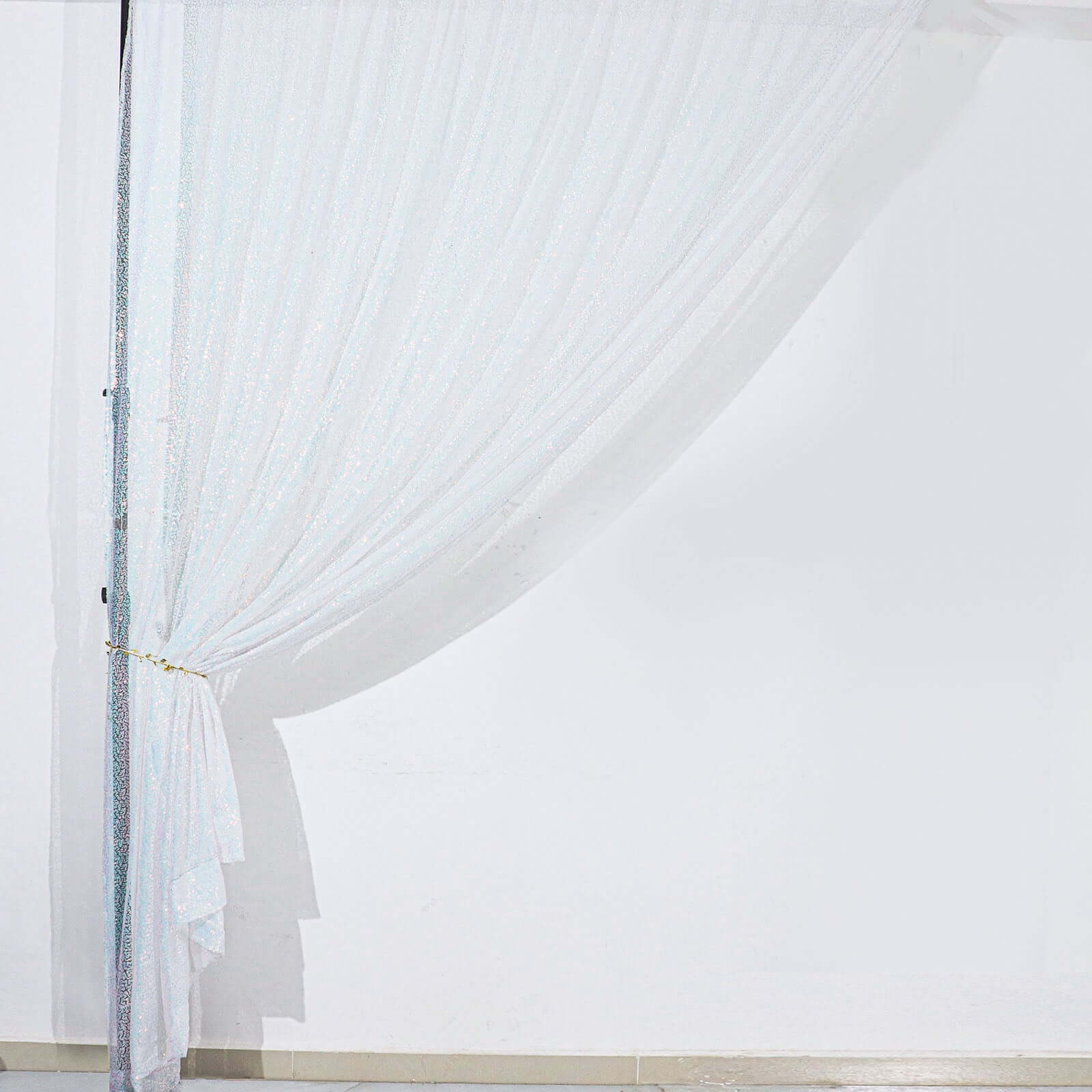 8ftx8ft Iridescent Blue Sequin Event Curtain Drapes, Backdrop Event Panel - Bell Racket Store