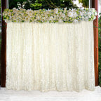 8ftx8ft Ivory 3D Leaf Petal Taffeta Event Curtain Drapes, Backdrop Event Panel With Rod Pocket - Bell Racket Store