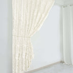 8ftx8ft Ivory 3D Leaf Petal Taffeta Event Curtain Drapes, Backdrop Event Panel With Rod Pocket - Bell Racket Store