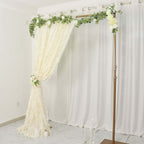 8ftx8ft Ivory 3D Leaf Petal Taffeta Event Curtain Drapes, Backdrop Event Panel With Rod Pocket - Bell Racket Store