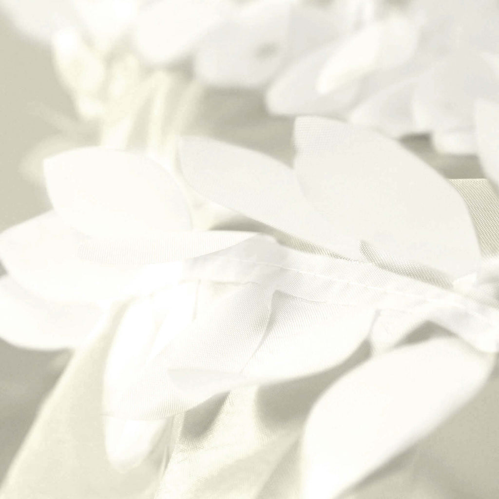 8ftx8ft Ivory 3D Leaf Petal Taffeta Event Curtain Drapes, Backdrop Event Panel With Rod Pocket - Bell Racket Store