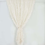 8ftx8ft Ivory 3D Leaf Petal Taffeta Event Curtain Drapes, Backdrop Event Panel With Rod Pocket - Bell Racket Store