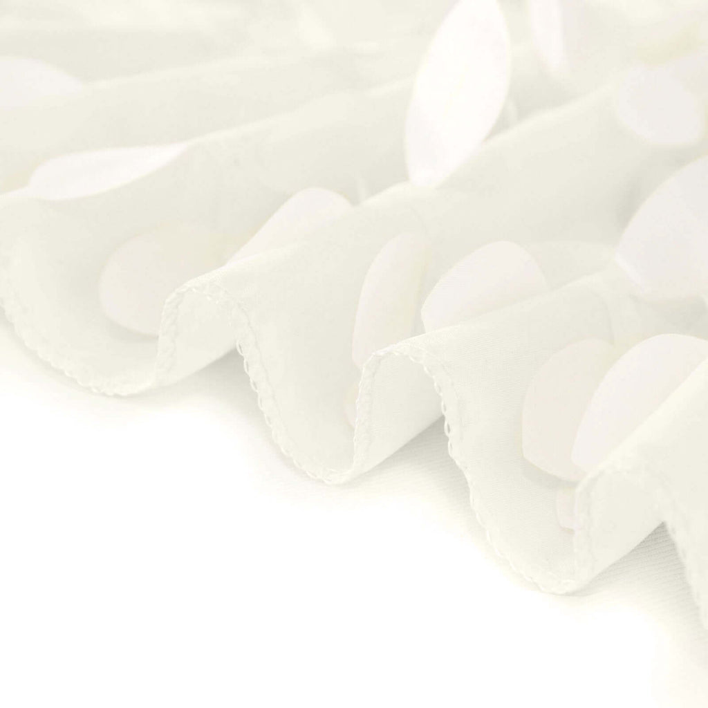 8ftx8ft Ivory 3D Leaf Petal Taffeta Event Curtain Drapes, Backdrop Event Panel With Rod Pocket - Bell Racket Store