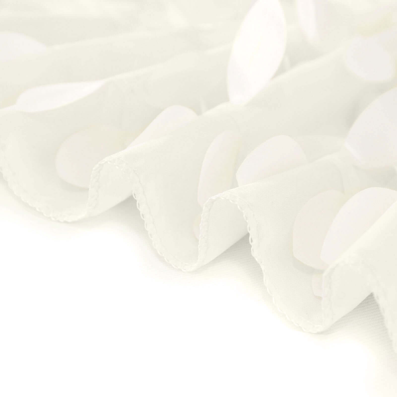 8ftx8ft Ivory 3D Leaf Petal Taffeta Event Curtain Drapes, Backdrop Event Panel With Rod Pocket - Bell Racket Store