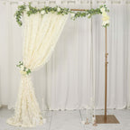 8ftx8ft Ivory 3D Leaf Petal Taffeta Event Curtain Drapes, Backdrop Event Panel With Rod Pocket - Bell Racket Store