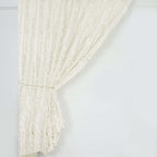 8ftx8ft Ivory 3D Leaf Petal Taffeta Event Curtain Drapes, Backdrop Event Panel With Rod Pocket - Bell Racket Store