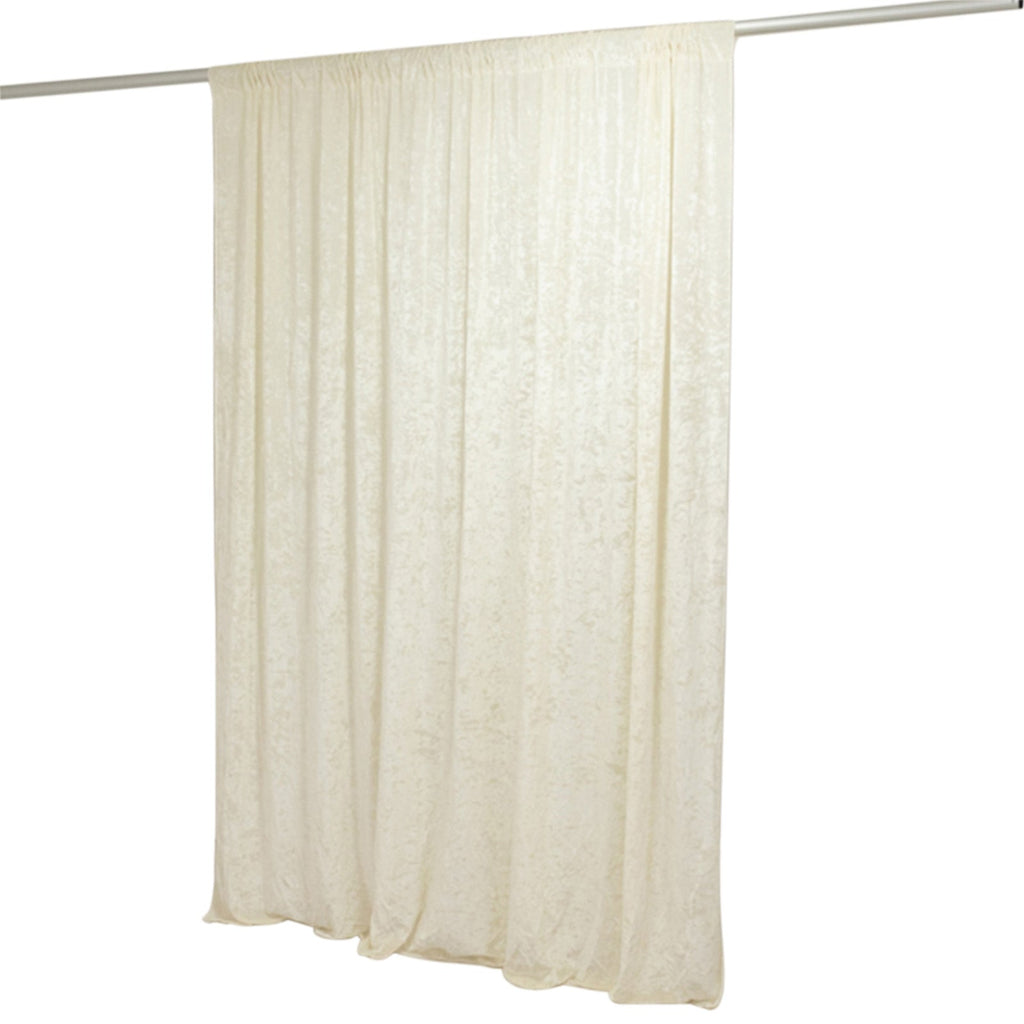 Ivory Crushed Velvet Backdrop Curtain â€“ 8ft x 8ft Event Drape with Rod Pocket, Privacy Panel for Photo Booths & Events