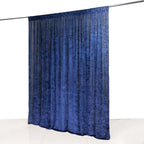 Navy Blue Crushed Velvet Backdrop Curtain â€“ 8ft x 8ft Event Drape with Rod Pocket, Privacy Panel for Photo Booths & Events
