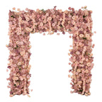 8ftx8ft Roll Up Flower Backdrop for Arch Stand, Dusty Rose with Fabric Backing - Artificial Silk Roses, Hydrangeas & Chrysanthemums for Weddings - Bell Racket Store