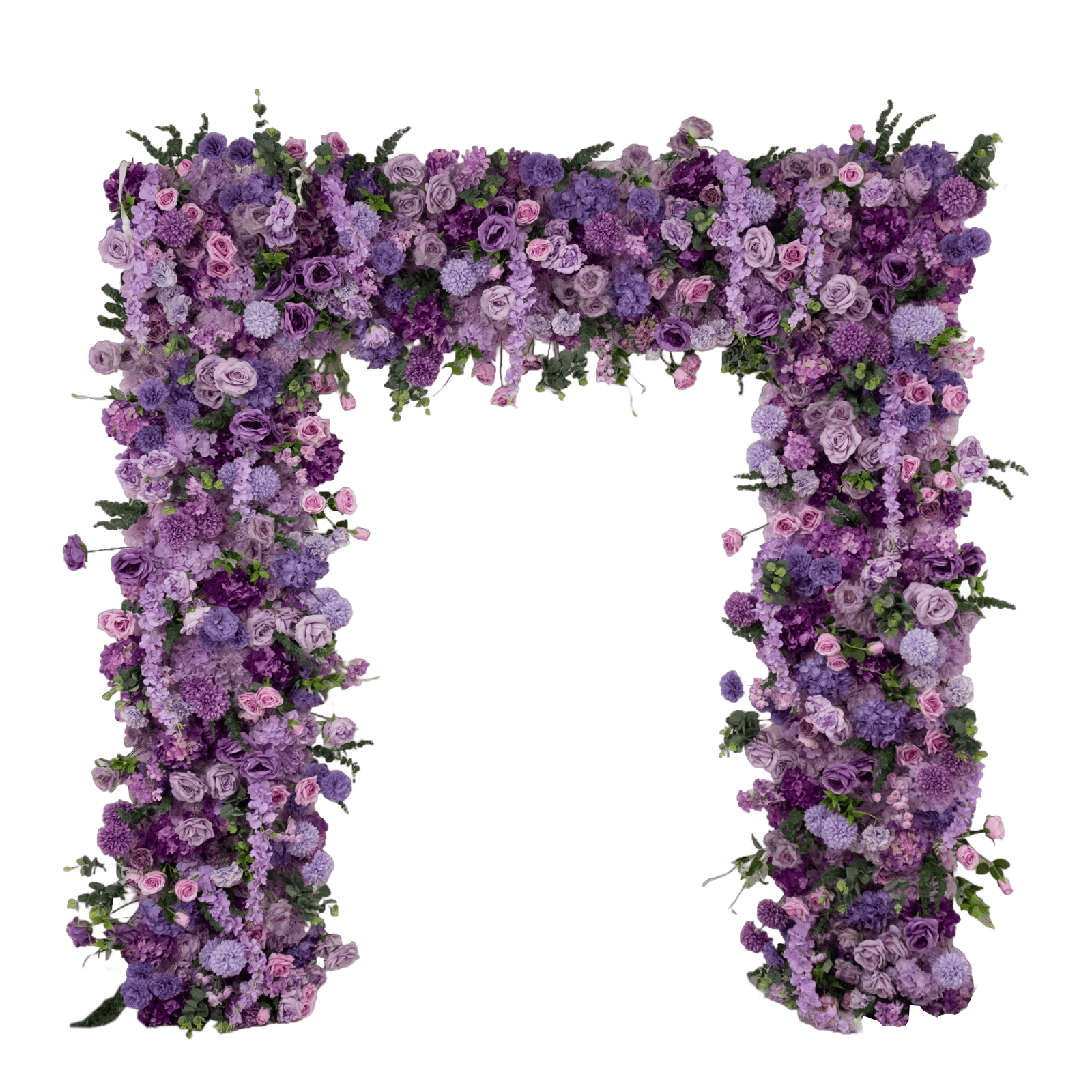 8ftx8ft Roll Up Flower Backdrop for Arch Stand, Lavender Lilac with Fabric Backing - Artificial Silk Roses, Hydrangeas & Chrysanthemums for Weddings - Bell Racket Store