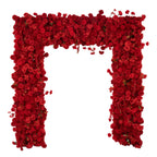 8ftx8ft Roll Up Flower Backdrop for Arch Stand, Red with Fabric Backing - Artificial Silk Roses, Hydrangeas & Chrysanthemums for Weddings - Bell Racket Store