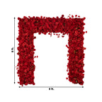 8ftx8ft Roll Up Flower Backdrop for Arch Stand, Red with Fabric Backing - Artificial Silk Roses, Hydrangeas & Chrysanthemums for Weddings - Bell Racket Store