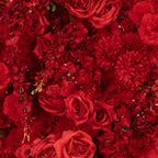 8ftx8ft Roll Up Flower Backdrop for Arch Stand, Red with Fabric Backing - Artificial Silk Roses, Hydrangeas & Chrysanthemums for Weddings - Bell Racket Store