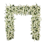 8ftx8ft Roll Up Flower Backdrop for Arch Stand, White with Fabric Backing - Artificial Silk Roses, Hydrangeas & Chrysanthemums for Weddings - Bell Racket Store