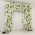 8ftx8ft Roll Up Flower Backdrop for Arch Stand, White with Fabric Backing - Artificial Silk Roses, Hydrangeas & Chrysanthemums for Weddings - Bell Racket Store