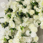 8ftx8ft Roll Up Flower Backdrop for Arch Stand, White with Fabric Backing - Artificial Silk Roses, Hydrangeas & Chrysanthemums for Weddings - Bell Racket Store