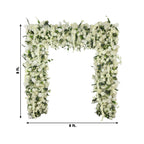 8ftx8ft Roll Up Flower Backdrop for Arch Stand, White with Fabric Backing - Artificial Silk Roses, Hydrangeas & Chrysanthemums for Weddings - Bell Racket Store