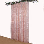 8ftx8ft Rose Gold Geometric Sequin Event Curtain Drapes with Satin Backing, Seamless Opaque Sparkly Backdrop Event Panel in Diamond Glitz Pattern - Bell Racket Store
