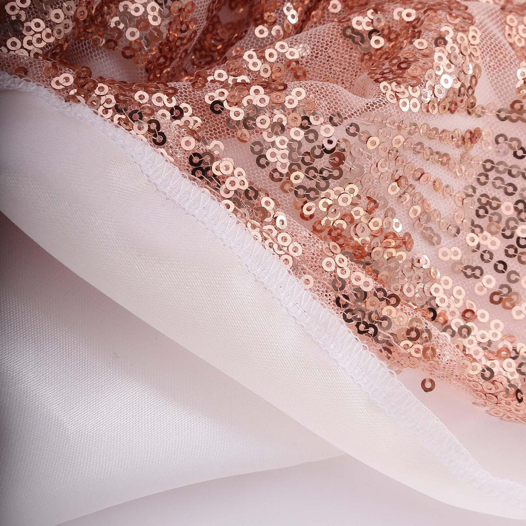 8ftx8ft Rose Gold Geometric Sequin Event Curtain Drapes with Satin Backing, Seamless Opaque Sparkly Backdrop Event Panel in Diamond Glitz Pattern - Bell Racket Store