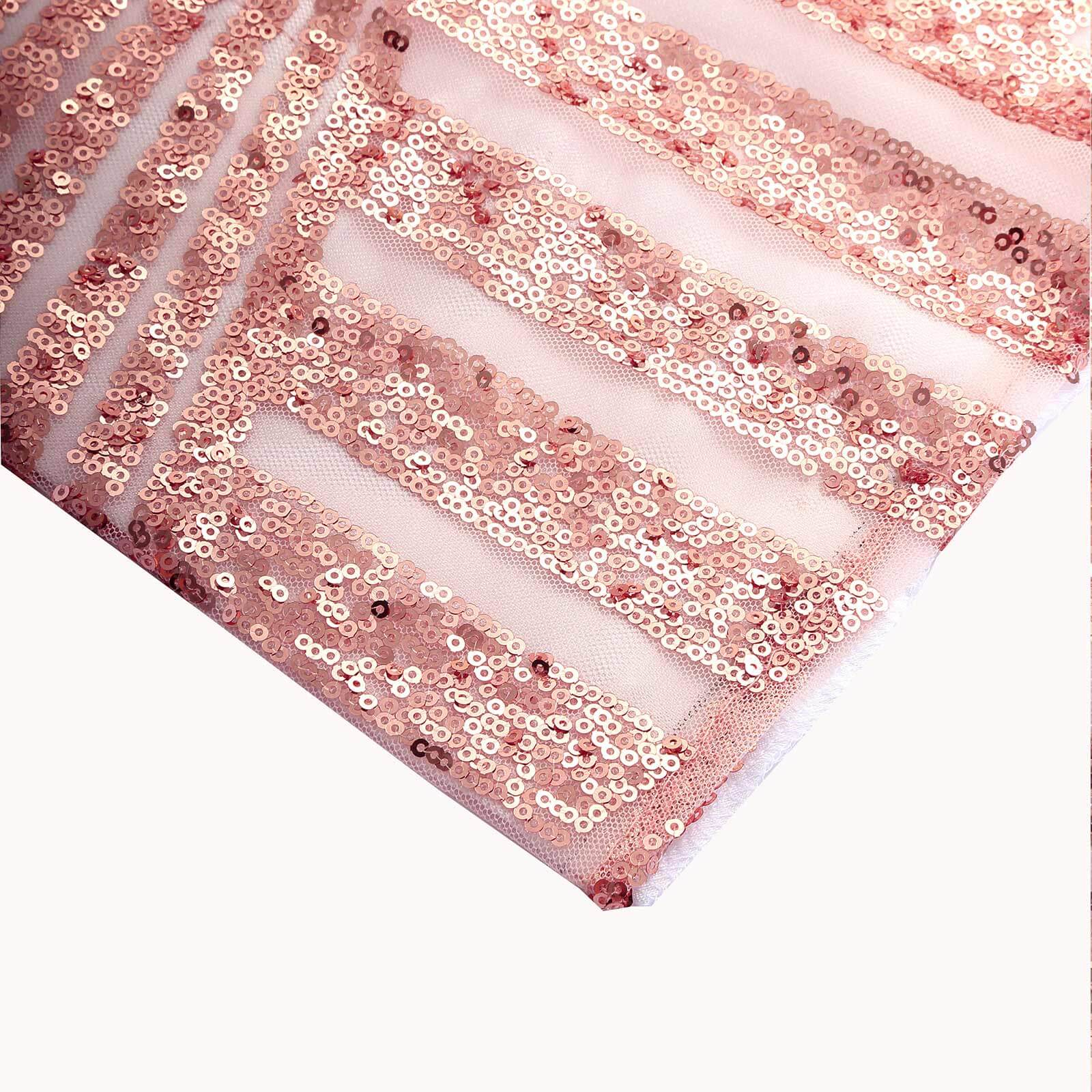 8ftx8ft Rose Gold Geometric Sequin Event Curtain Drapes with Satin Backing, Seamless Opaque Sparkly Backdrop Event Panel in Diamond Glitz Pattern - Bell Racket Store