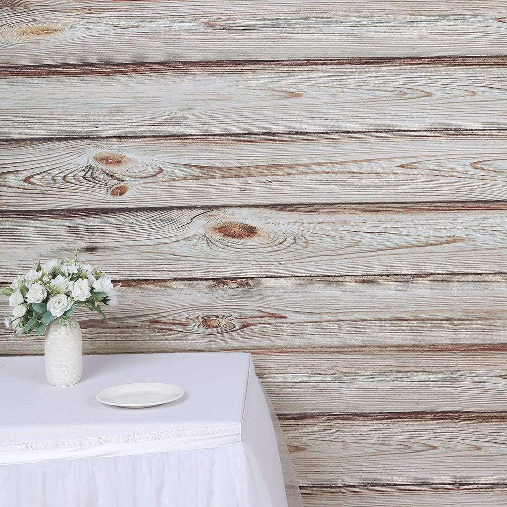 8ftx8ft Rustic White Washed Wood Panel Vinyl Photography Backdrop, Party Photo Booth Background - Bell Racket Store