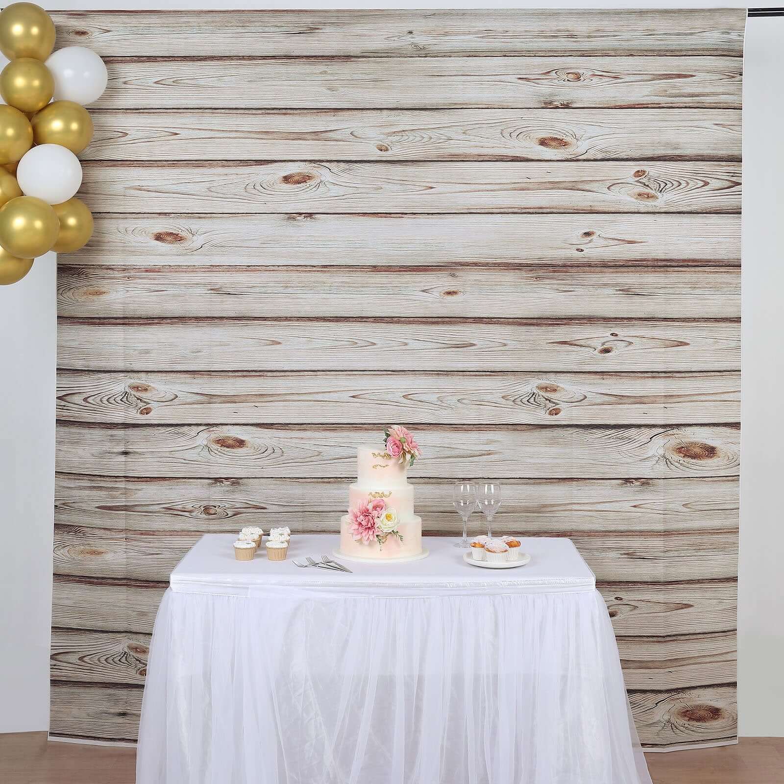 8ftx8ft Rustic White Washed Wood Panel Vinyl Photography Backdrop, Party Photo Booth Background - Bell Racket Store