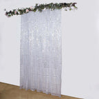 8ftx8ft Silver Geometric Sequin Event Curtain Drapes with Satin Backing, Seamless Opaque Sparkly Backdrop Event Panel in Diamond Glitz Pattern - Bell Racket Store