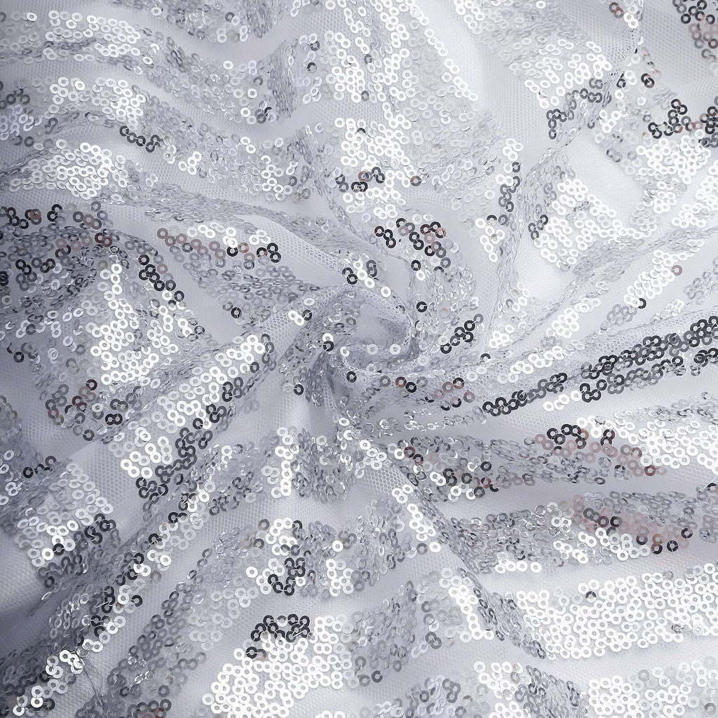 8ftx8ft Silver Geometric Sequin Event Curtain Drapes with Satin Backing, Seamless Opaque Sparkly Backdrop Event Panel in Diamond Glitz Pattern - Bell Racket Store