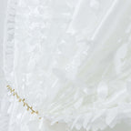 8ftx8ft White 3D Leaf Petal Taffeta Event Curtain Drapes, Backdrop Event Panel With Rod Pocket - Bell Racket Store