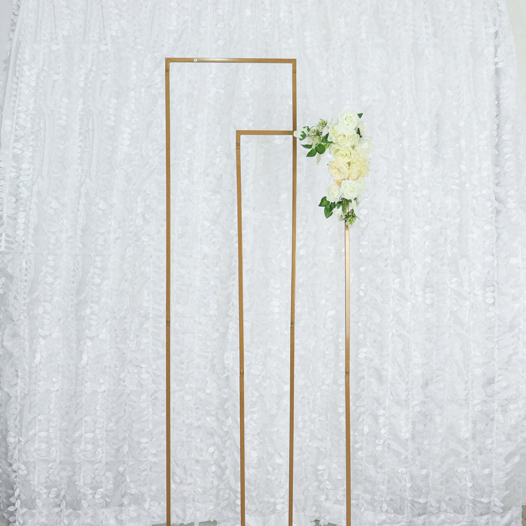 8ftx8ft White 3D Leaf Petal Taffeta Event Curtain Drapes, Backdrop Event Panel With Rod Pocket - Bell Racket Store
