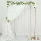 8ftx8ft White 3D Leaf Petal Taffeta Event Curtain Drapes, Backdrop Event Panel With Rod Pocket - Bell Racket Store