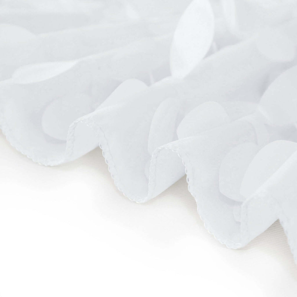 8ftx8ft White 3D Leaf Petal Taffeta Event Curtain Drapes, Backdrop Event Panel With Rod Pocket - Bell Racket Store
