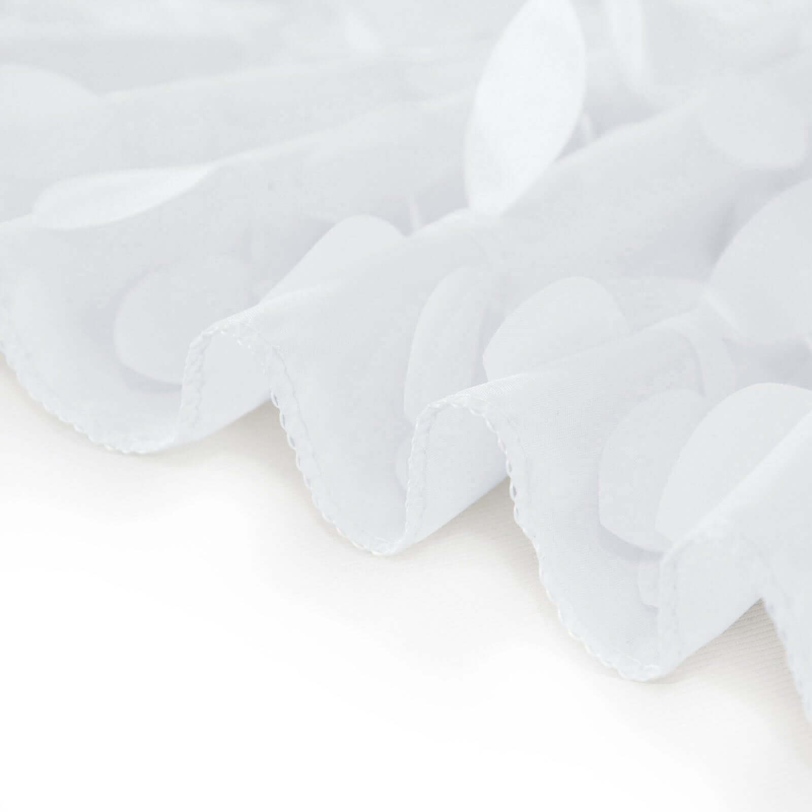 8ftx8ft White 3D Leaf Petal Taffeta Event Curtain Drapes, Backdrop Event Panel With Rod Pocket - Bell Racket Store