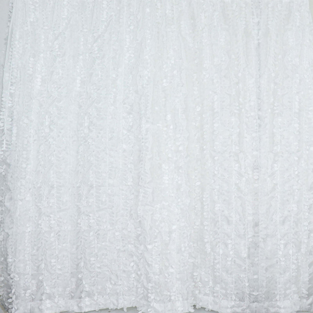 8ftx8ft White 3D Leaf Petal Taffeta Event Curtain Drapes, Backdrop Event Panel With Rod Pocket - Bell Racket Store