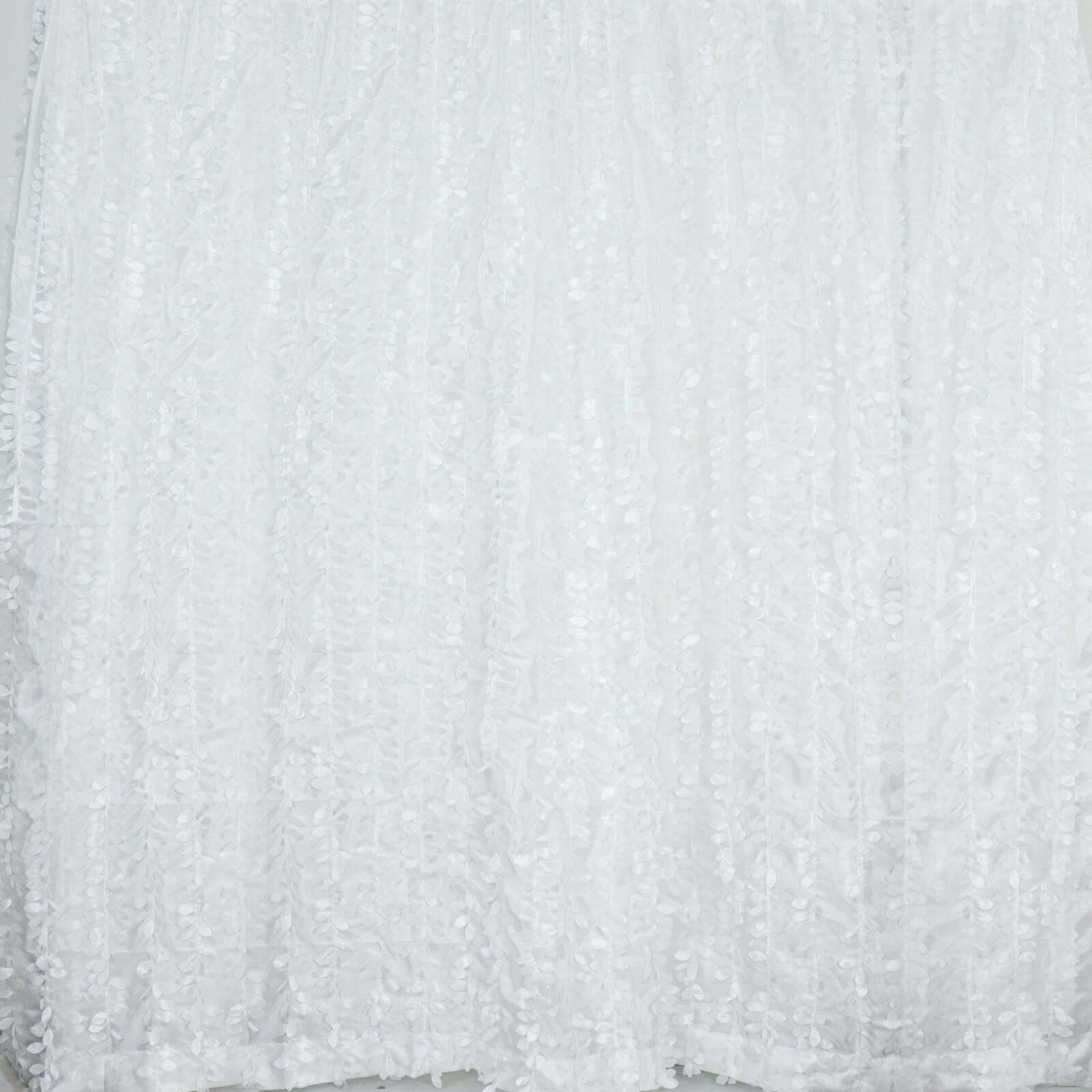 8ftx8ft White 3D Leaf Petal Taffeta Event Curtain Drapes, Backdrop Event Panel With Rod Pocket - Bell Racket Store
