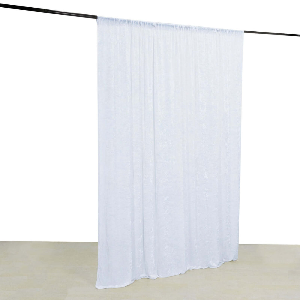 White Crushed Velvet Backdrop Curtain â€“ 8ft x 8ft Event Drape with Rod Pocket, Privacy Panel for Photo Booths & Events