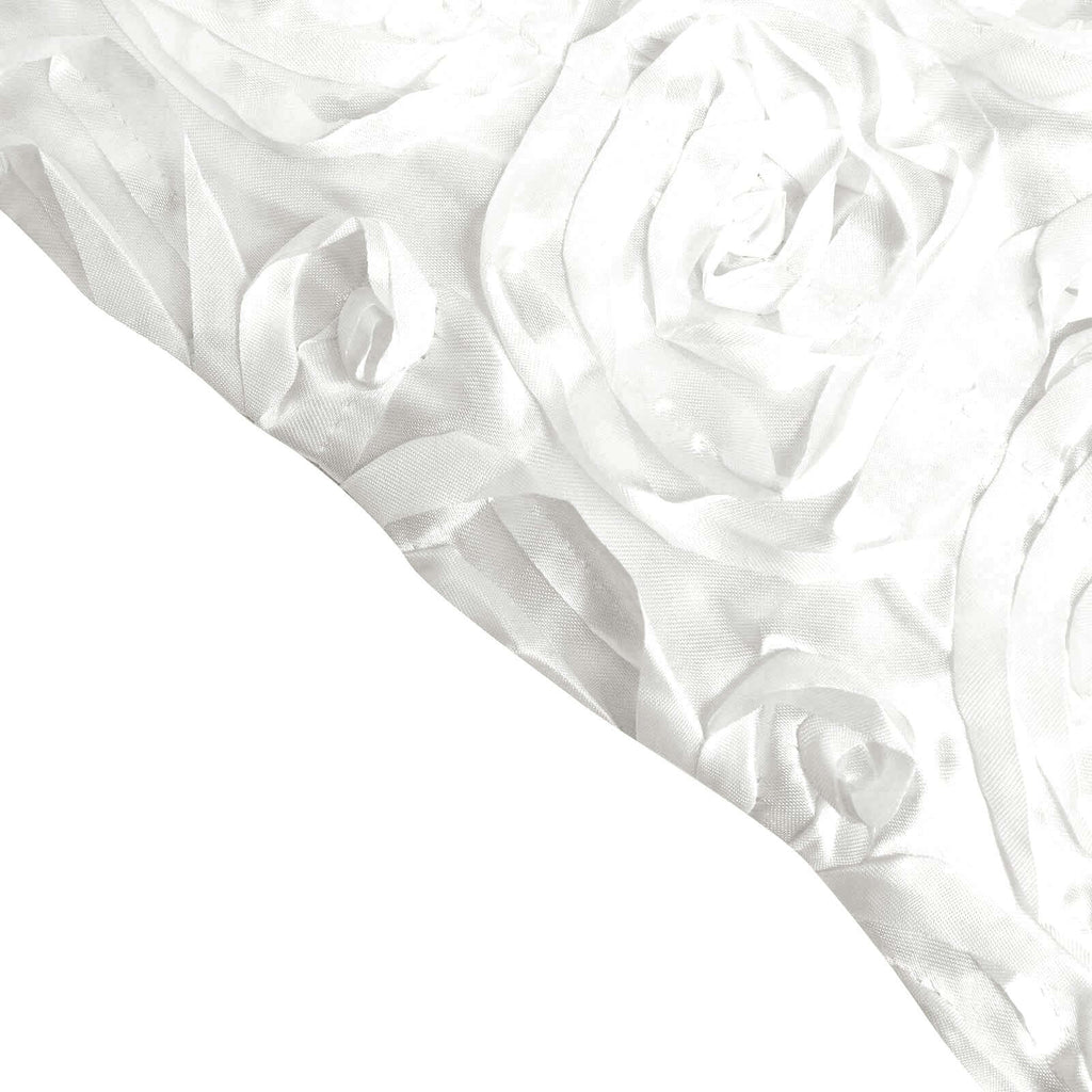 8ftx8ft White Satin Rosette Event Curtain Drapes, Backdrop Event Panel - Bell Racket Store