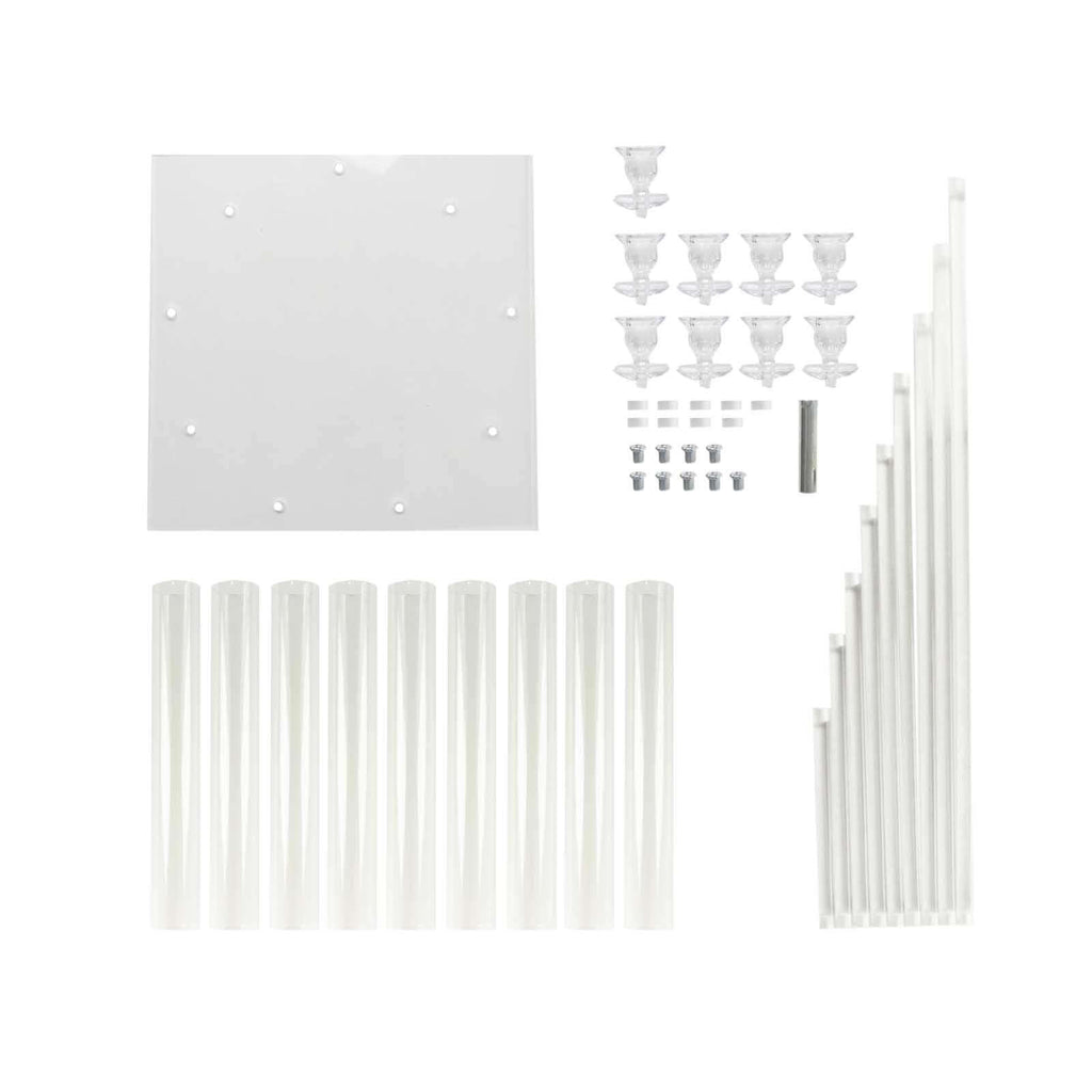 9 - Arm Cluster Acrylic Candelabra Clear with Square Base - Sophisticated Taper Candle Holder Table Centerpiece for Pillar Candles 4ft - Bell Racket Store