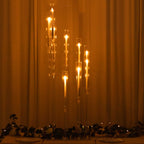 9 - Arm Cluster Acrylic Candelabra Clear with Square Base - Sophisticated Taper Candle Holder Table Centerpiece for Pillar Candles 4ft - Bell Racket Store