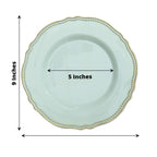 10-Pack Plastic Dinner Plates in Jade with Gold Scalloped Rim - Disposable Party Plates 9"
