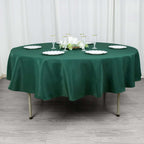 Premium Polyester 90" Round Tablecloth Hunter Emerald Green - Stain and Wrinkle-Resistant Design with 220GSM Thickness Table Cover
