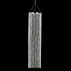 9ft Hanging Beaded Crystal Column Chandelier, Tall Beads Curtain Round with Silver Metal Hoop and Hanging Chain - Bell Racket Store