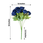 2 Bushes 18" Real Touch Navy Blue Artificial Rose Flower Bouquet, Silk Long Stem Flower Arrangements